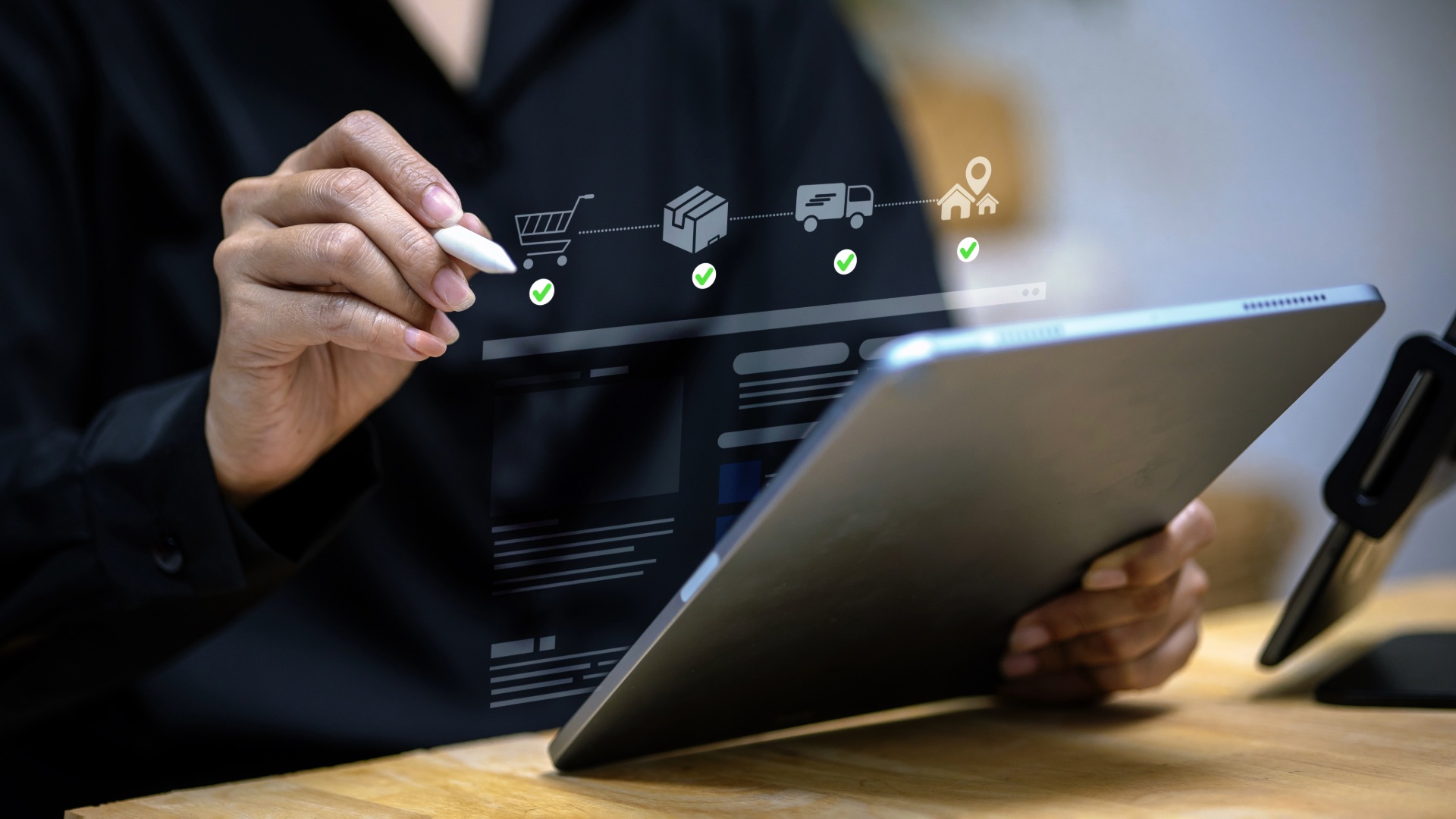 Mock-up eines E-Commerce-Workflows mit Tablet Mock-up eines E-Commerce-Workflows mit Tablet