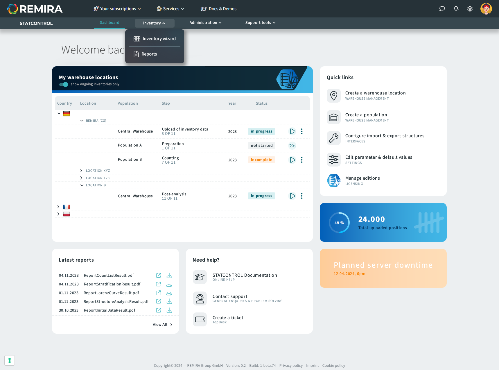 A screenshot of the REMIRA platform interface